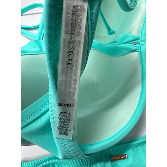victoria's secret mid rise bikini push-up top aqua size L/36D - Picture 9 of 9